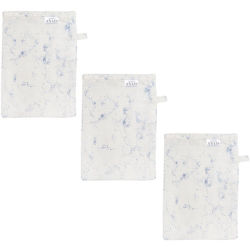 Lot de 3 gants de toilette en mousseline Cosmos Les Rêves d'Anaïs