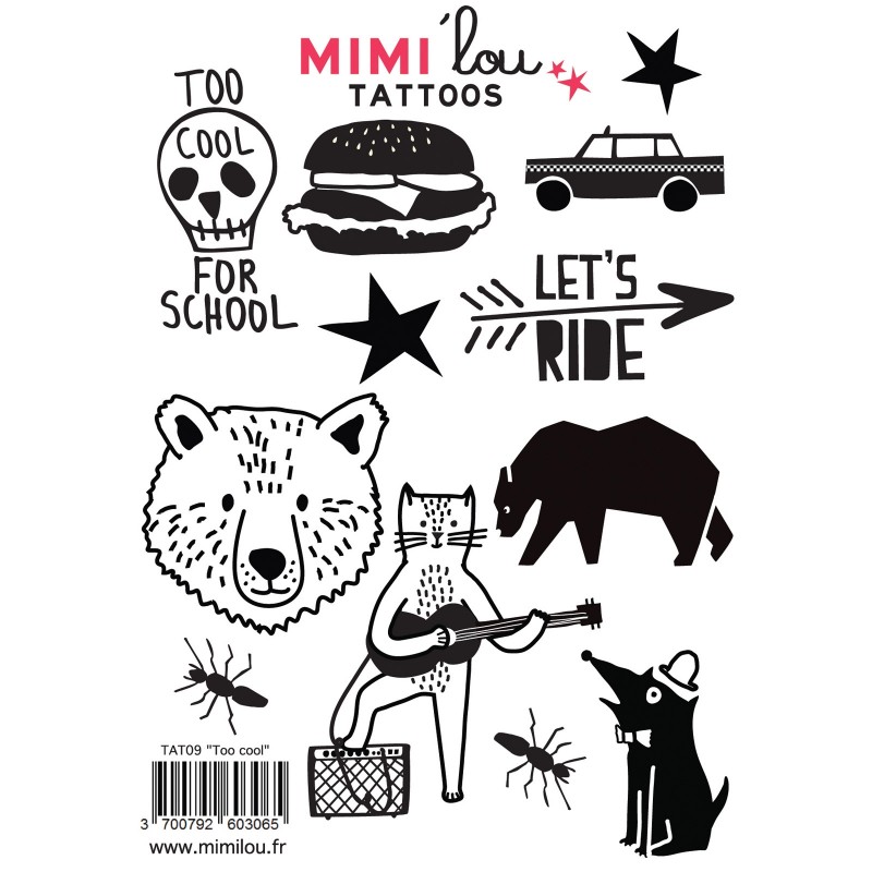 Tatouages éphémères Too Cool For School (12 motifs) Mimi'lou
