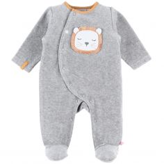 Pyjama chaud Babou & Kendi en velours gris 12 mois) - Noukie's