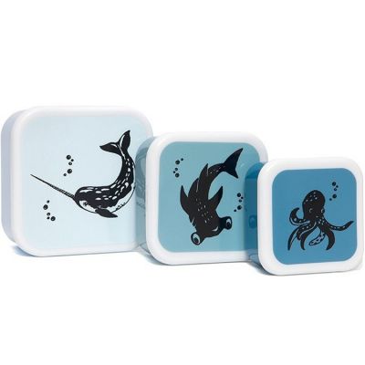 Lot de 3 boîtes à goûter Animaux marins Petit Monkey