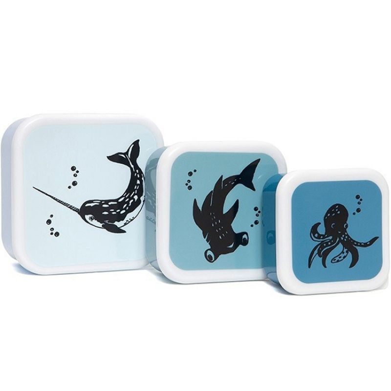 Lot de 3 boîtes à goûter Animaux marins Petit Monkey