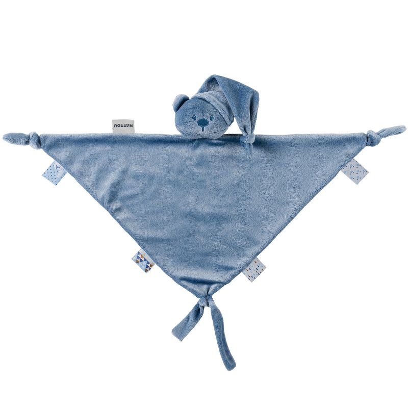 Maxi doudou attache sucette ours Lapidou bleu (40 x 65 cm) Nattou
