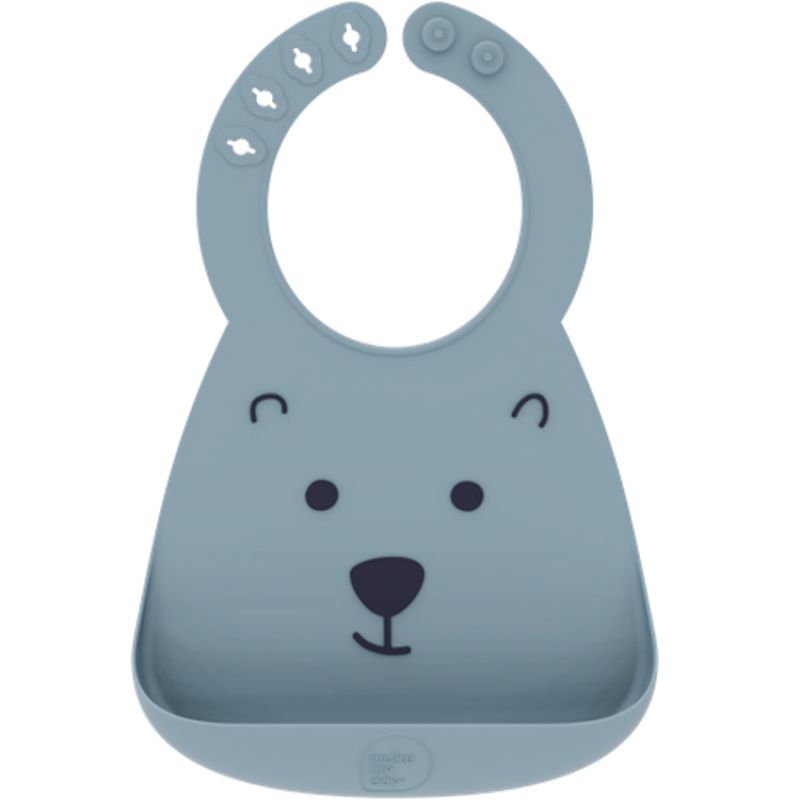 Bavoir silicone à poche Ours bleu-gris Make My Day