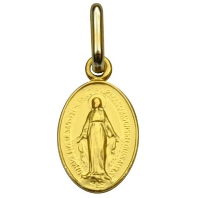Médaille ovale Vierge Miraculeuse 11 mm (or jaune 750°)  par Premiers Bijoux