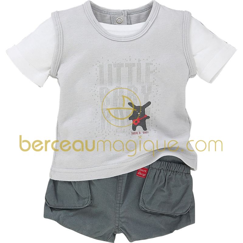 Ensemble T-shirt effet 2 pièces et short Pretty gris (1 mois au 12 mois) Sucre d'orge