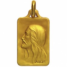 Médaille rectangulaire Christ sans couronne d'épines 18 mm (or jaune 750°)  par Maison Augis