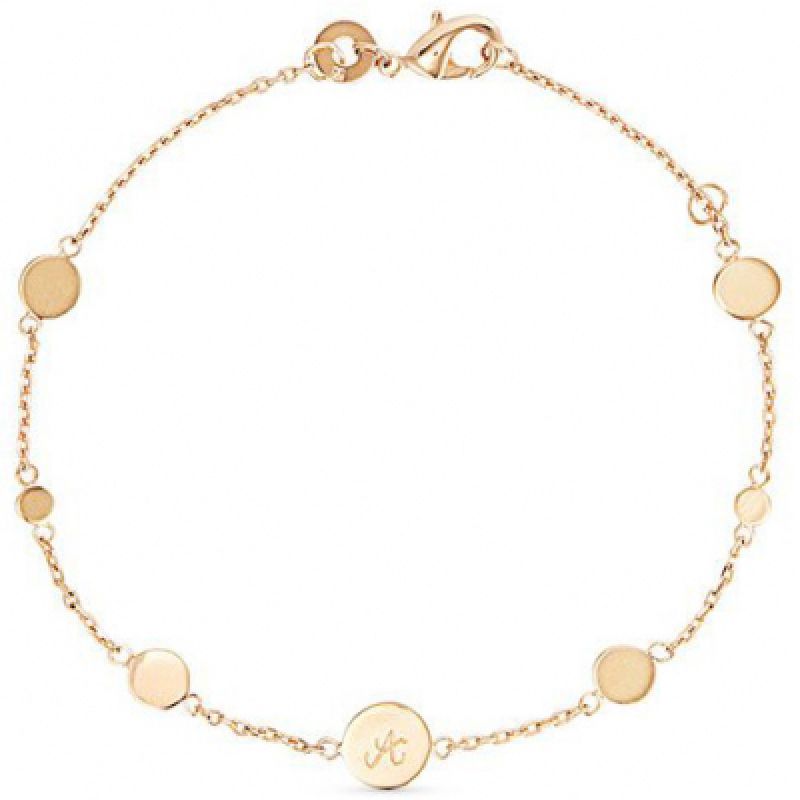 Bracelet Pastille initiale sur chaîne personnalisable (plaqué or) Merci Maman