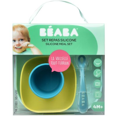 Béaba Set Repas Bébé Silicone Avec Ventouse Bleu - Zesso - Vaisselle et  couverts pour bébé et enfant