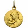 Médaille ronde Vierge et enfant maternité 18 mm (or jaune 750°) - Premiers Bijoux