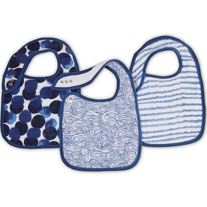 Lot de 3 bavoirs à pression ajustables Lights Seafaring aden + anais