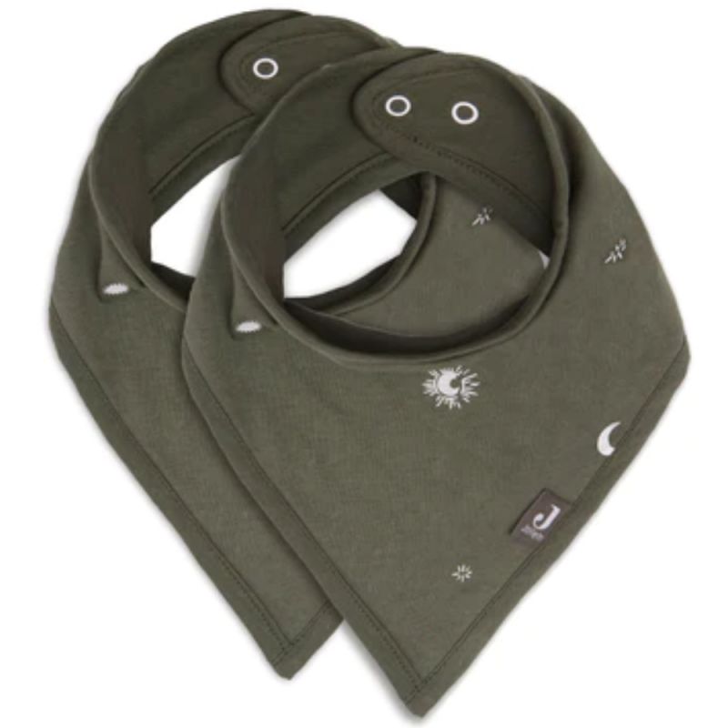 Lot de 2 bavoirs bandanas Stargaze Leaf Green Jollein