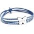 Bracelet enfant cuir Amazone papillon (argent 925°) - Petits trésors
