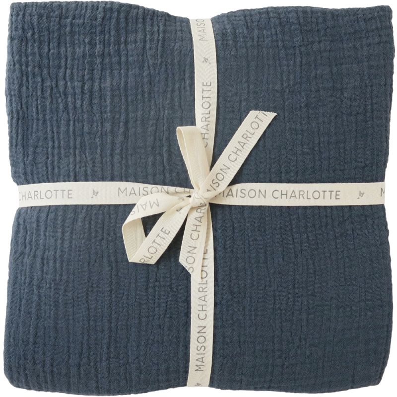 Drap housse gaze de coton uni bleu prestige (60 x 120 cm) Maison Charlotte