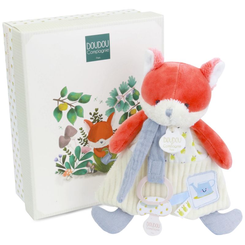 Doudou attache-sucette Romarin Le Renard (19 cm) Doudou et Compagnie Packaging 1