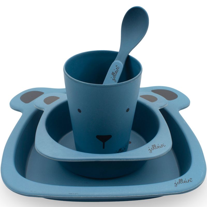 Coffret repas en bambou ours bleu (4 pièces) Jollein