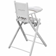 Chaise haute pliante en bois massif laqué blanc (personnalisable)  par Combelle