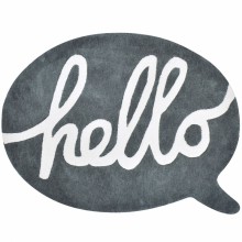 Tapis coton bulle anthracite hello Inspiring words by Sophie Cordier (90 x 65 cm)  par Lilipinso