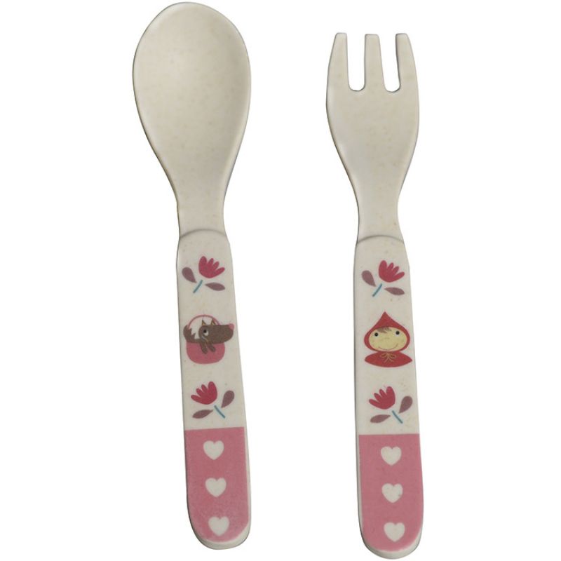Set de couverts en bambou Chaperon rouge T'es fou louloup (2 pièces) Ebulobo