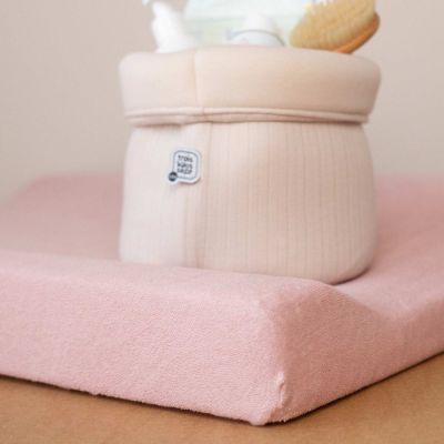 Lot de 2 housses de matelas à langer Ecru-Rose poudre (70 x 50 cm)