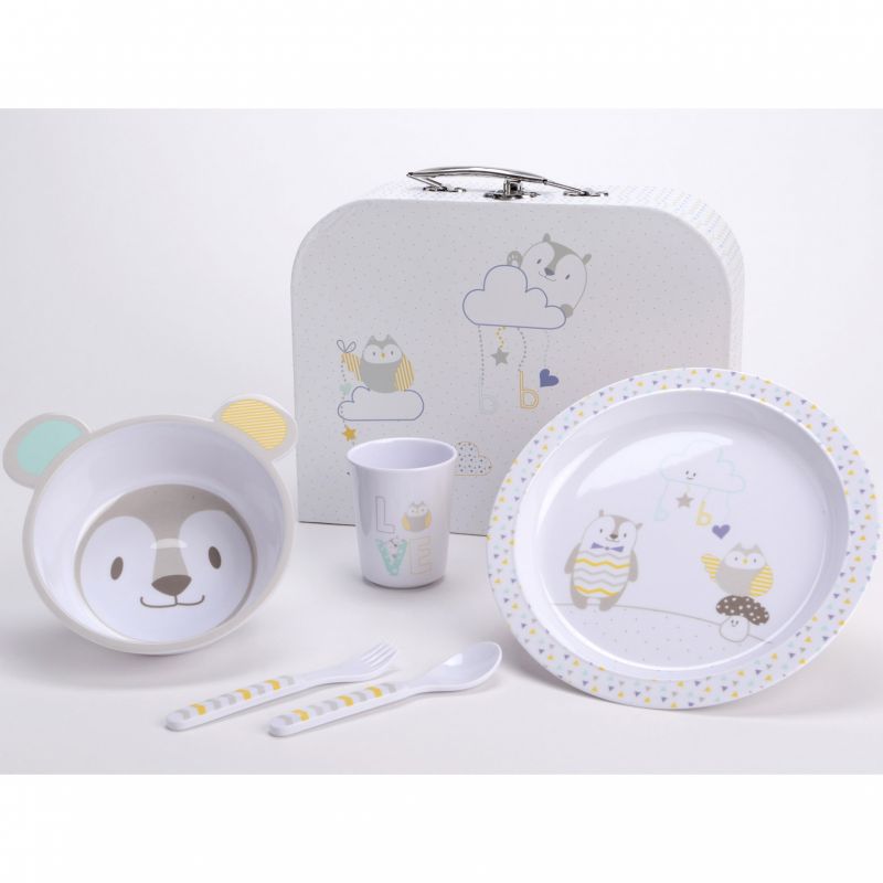 Coffret repas Hiboux et compagnie en melamine (5 pièces) Amadeus Les Petits