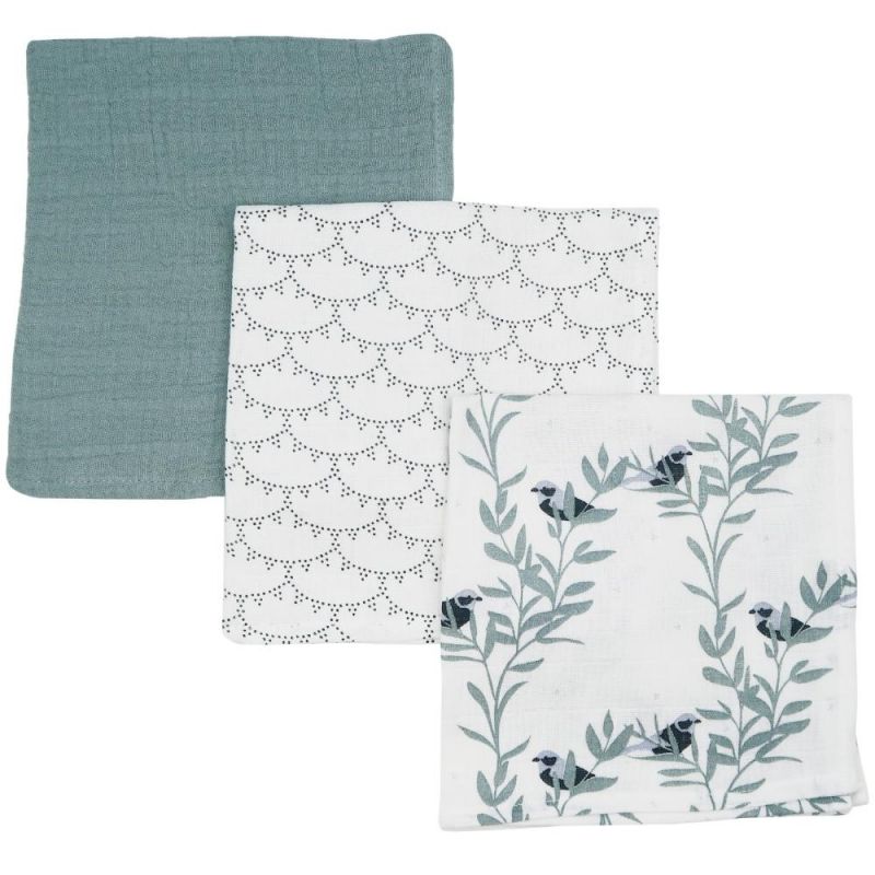 Lot de 3 langes en coton bio Monceau & Rivoli (36 x 36 cm) Maison Charlotte