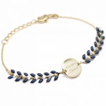 Bracelet épi bleu nuit personnalisable (plaqué or, émail)  par Petits trésors