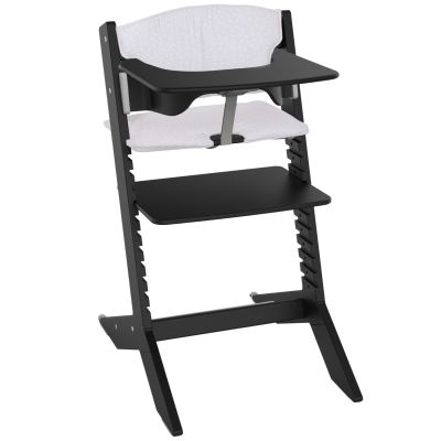 Chaise haute évolutive Nala Noire avec tablette et coussin