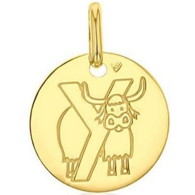 Médaille Y comme yack personnalisable (or jaune 750°)