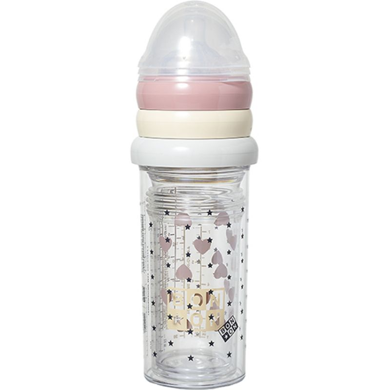 Lot 3 biberons coeurs roses X BONTON (360 ml et 210 ml) Le Biberon Français