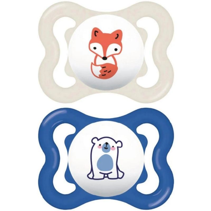 Lot de 2 sucettes Supreme en silicone Renard et ours (2-6 mois) MAM