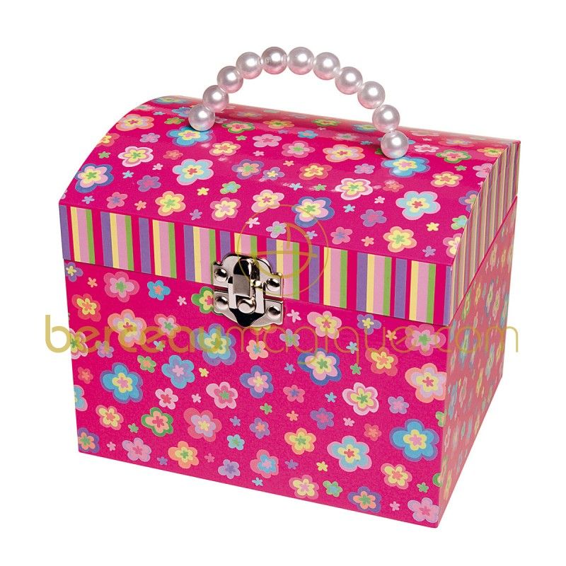 Malle perles fleurs pink Trousselier
