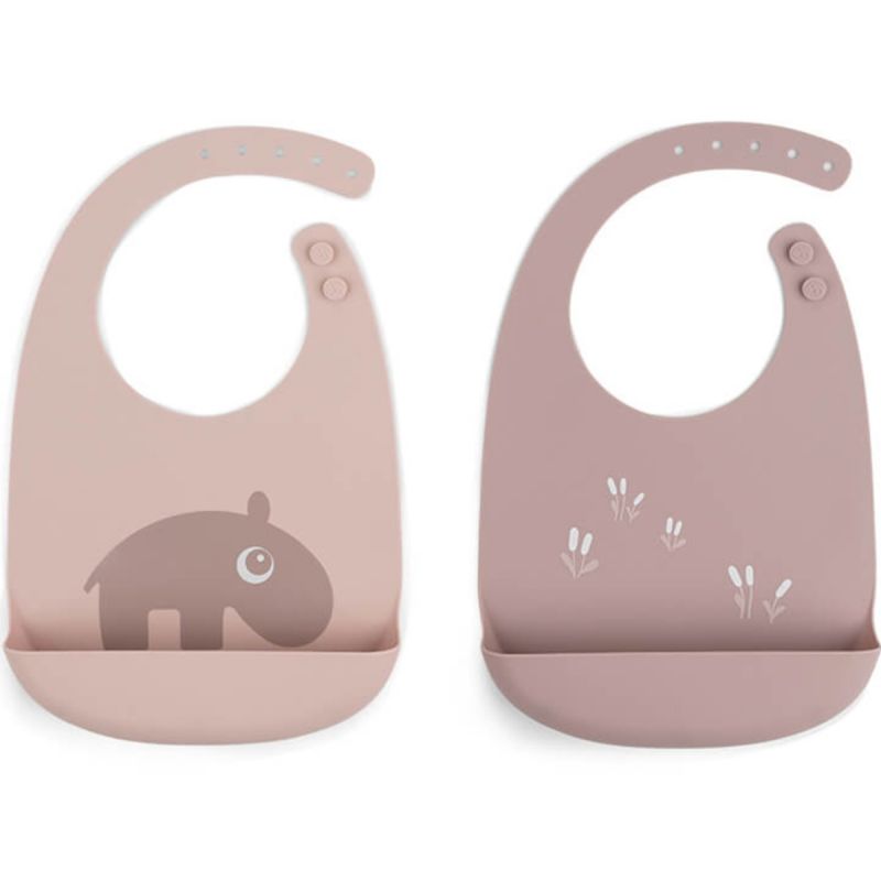 Lot de 2 bavoirs en silicone Ozzo Rose Done by Deer Produit 1 grande taille