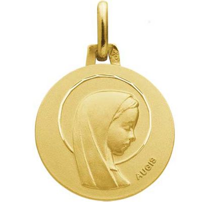 Médaille Vierge Marie auréolée personnalisable (or jaune 18 carats)