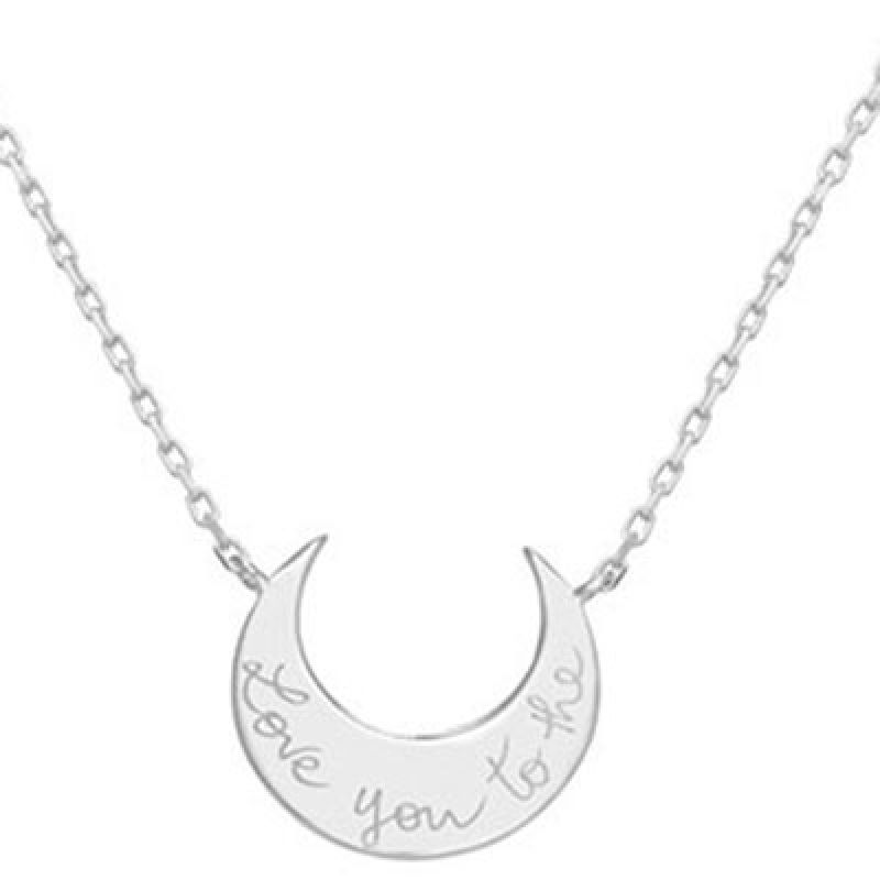 Collier Lune personnalisable (argent 925°) Merci Maman
