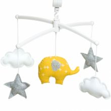 Mobile musical éléphant jaune moutarde (7 mélodies au choix)  par Pouce et Lina
