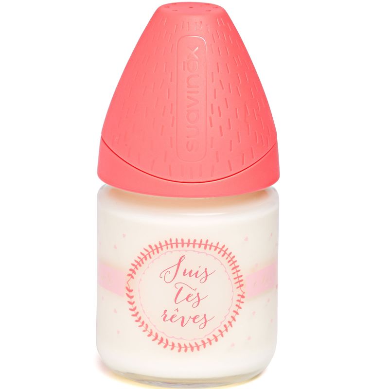 Biberon en verre corail Suis tes rêves (120 ml) Suavinex