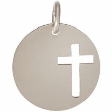 Médaille Léo croix ajourée personnalisable 16,5 mm (or blanc 750°)  par Je t'Ador