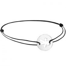 Bracelet cordon noir Garçon personnalisable (or blanc 750°)  par Maison Augis