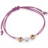 Bracelet cordon magenta 2 cubes fille 1 cube coeur (or rose 375° et argent 925°) - LeBebé Bracelet cordon magenta 2 cubes fille 1 cube coeur (or rose 375° et argent 925°) - LeBebé