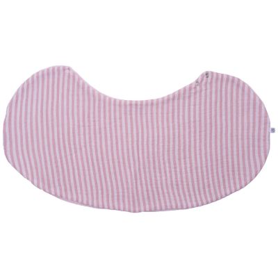 Bavoir 2 en 1 (poncho et épaule) gaze de coton bambou rayé vieux rose