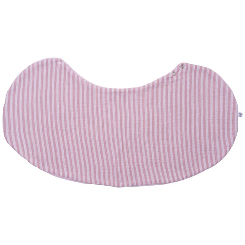 Bavoir 2 en 1 (poncho et épaule) gaze de coton bambou rayé vieux rose BB & Co Produit 1