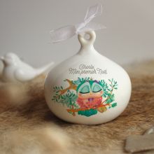 Boule de Noël en porcelaine Chouette (personnalisable)  par Gaëlle Duval