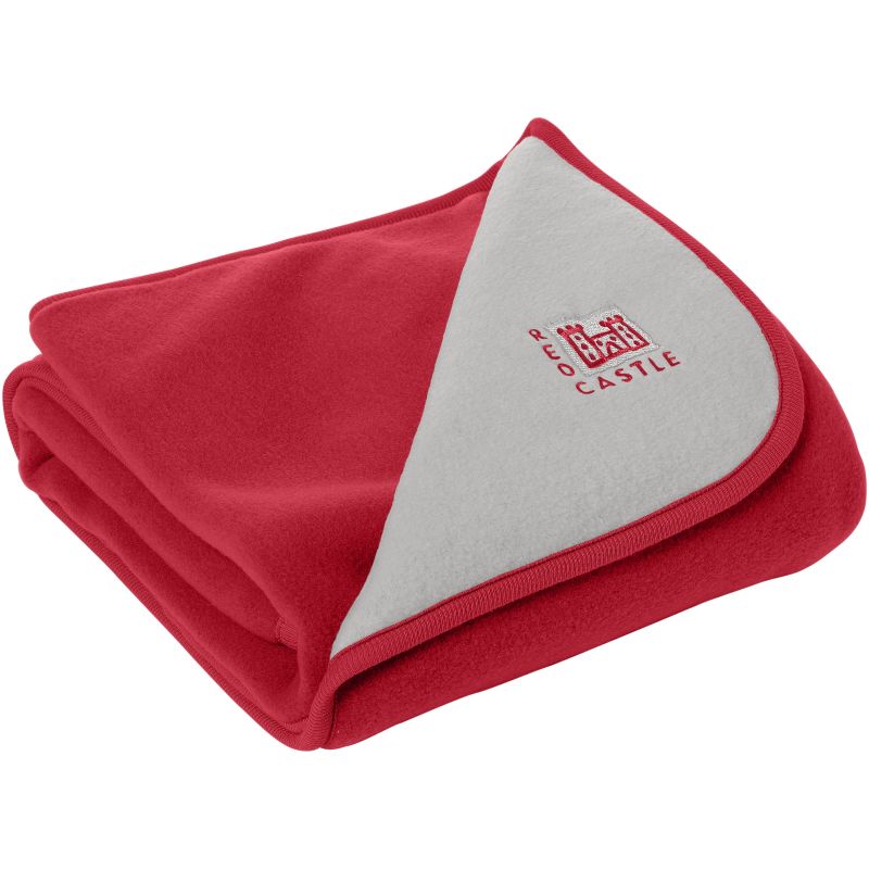 Couverture réversible double polaire rouge et gris clair (100 x 72 cm) Red Castle