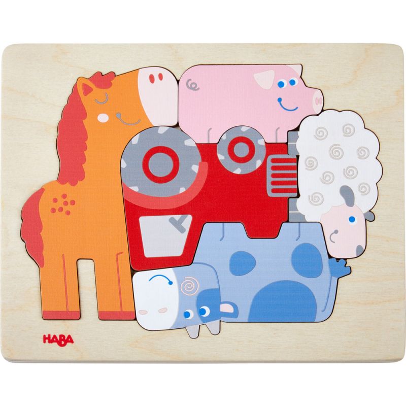Puzzle à encastrement Animaux de la ferme (5 pièces) Haba