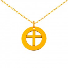 Collier chaîne 40 cm médaille Signes Croix découpée 16 mm (or jaune 750°)  par Maison La Couronne