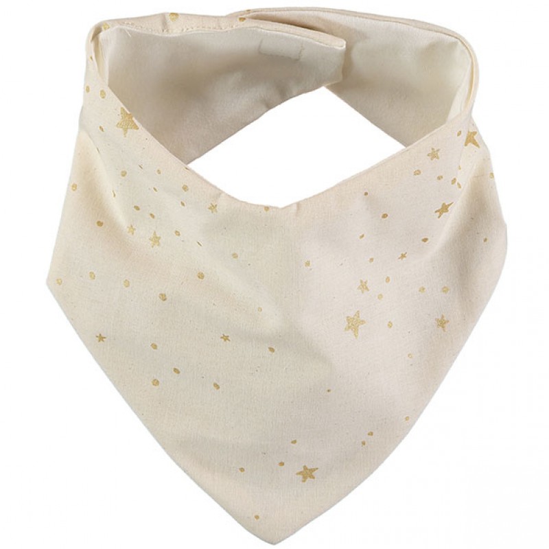 Bavoir bandana Lucky coton bio Gold stella Natural Nobodinoz