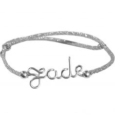 Bracelet cordon paillette Prénom argent (personnalisable) - Padam Padam