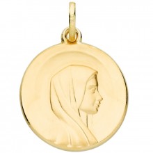 Médaille ronde Vierge auréolée 18 mm (or jaune 750°)  par Berceau magique bijoux