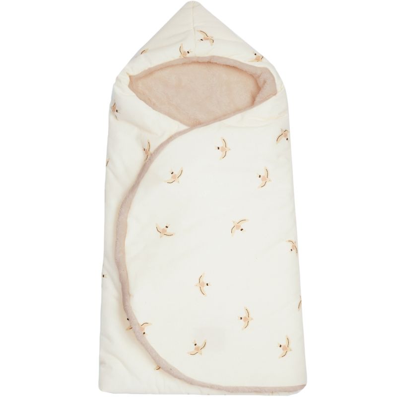 Couverture nomade hiver baby nest wabi-sabi Nude haiku birds natural Nobodinoz Produit 1