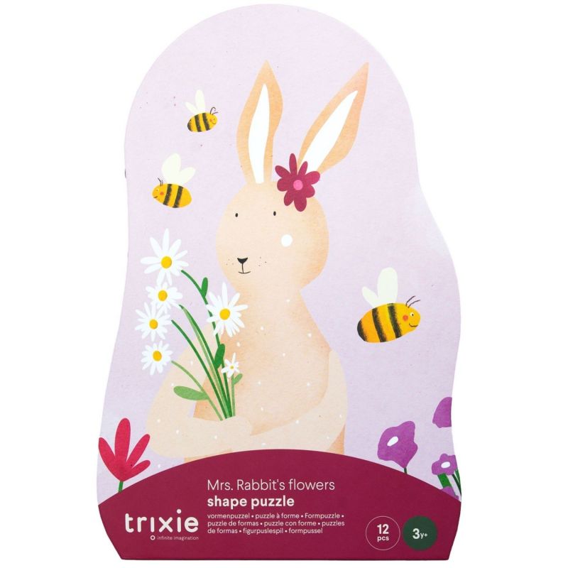 Puzzle à forme les fleurs de Mrs. Rabbit (12 pièces) Trixie Packaging 4